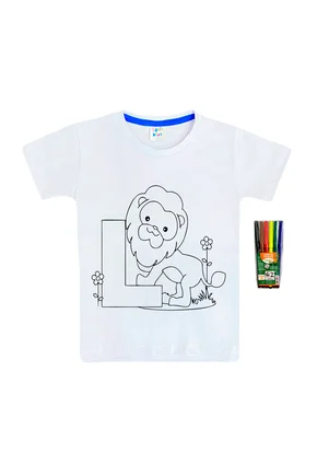 Camiseta Infantil Alfabeto Letra L - Pinte e Lave - Latic Kids